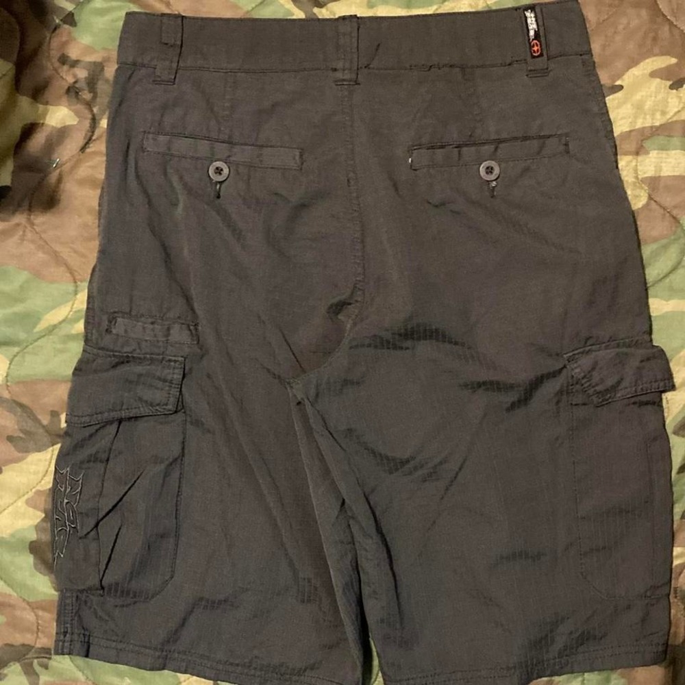 No‎ Fear vintage poly nylon cargo shorts embroidered